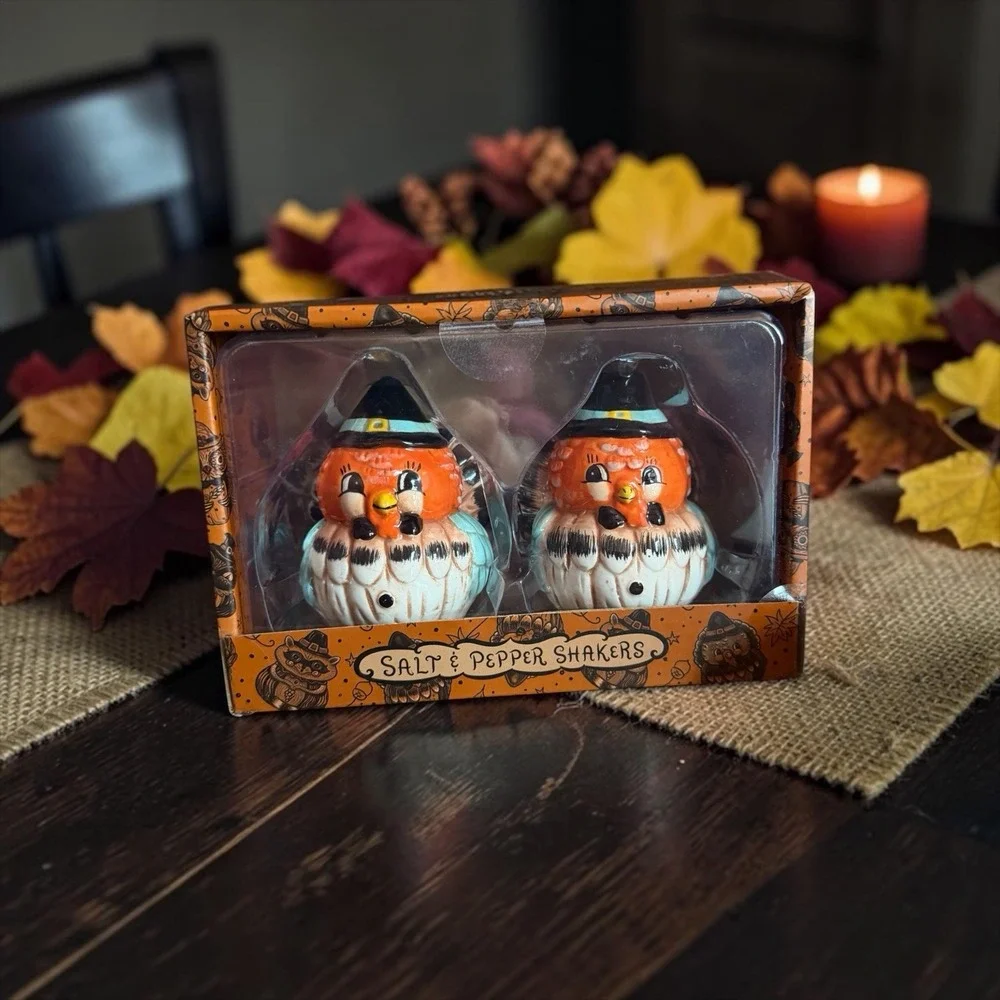 🧡 NEW Johanna Parker Turkey Salt Pepper Shakers Thanksgiving Fall Transpac NIB